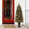 Set of 2/3 4ft/5ft/6ft Flocked Pinecone Christmas Potted Porch Tree With Warm White Lights